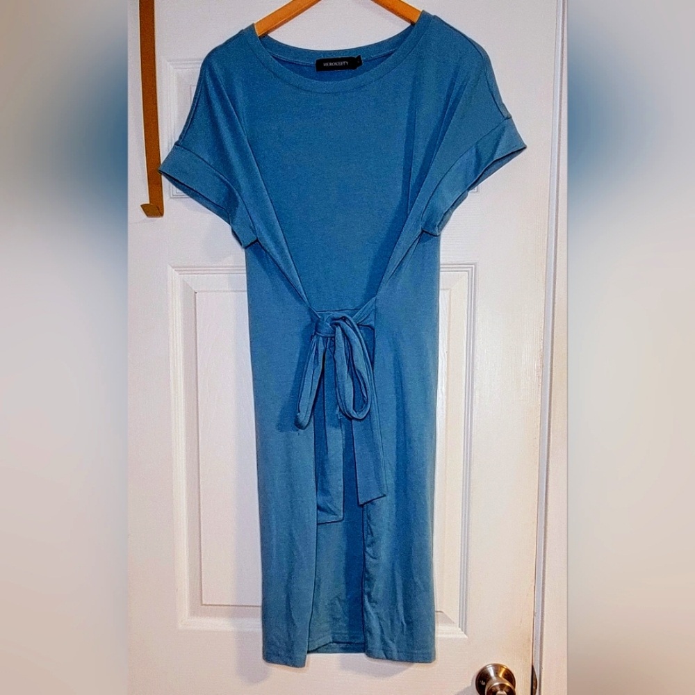 XL Slate blue t-shirt dress